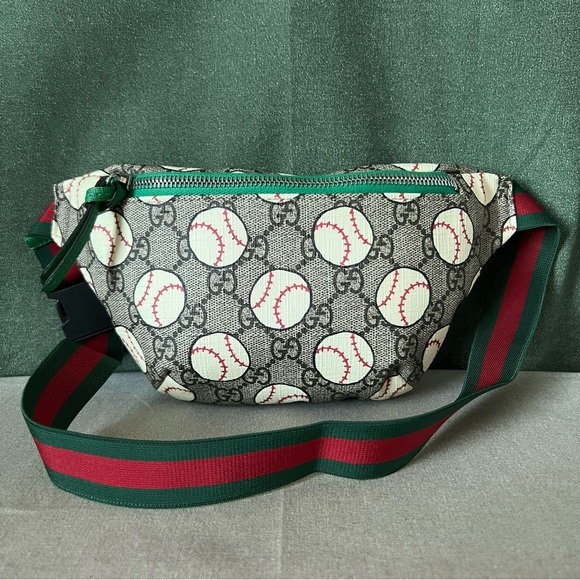 Gucci Gg Supreme Monogram Baseballs Web Coated Canavs Childrens Belt Bag - Picture 1 of 16